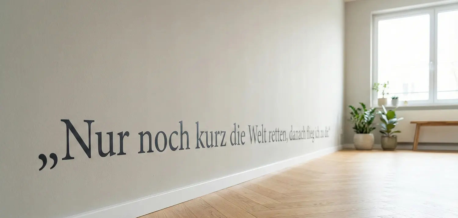Wandtext Nur noch kurz die Welt retten